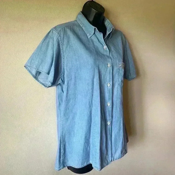 Women’s Woolrich Short Sleeve Button Down Size Large Top - Picture 3 of 6
